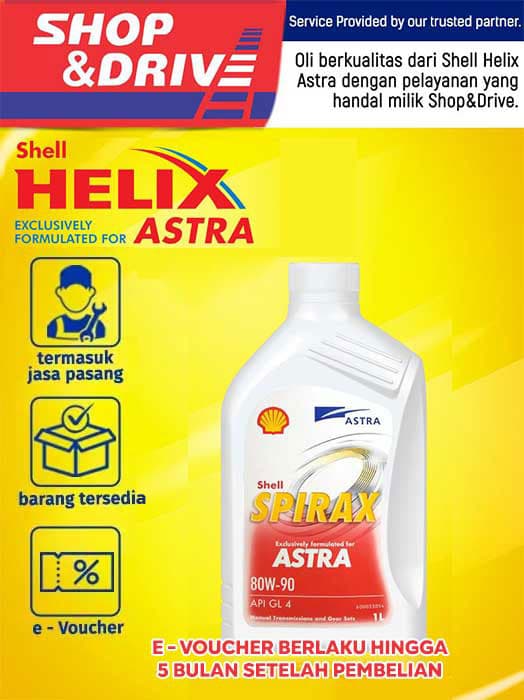 Voucher Shell Helix Astra Spirax S4 80W90 2 Ltr + Pemasangan (Oli Gardan / Gear Oil, Oli Persnelling / Transmission Oil)