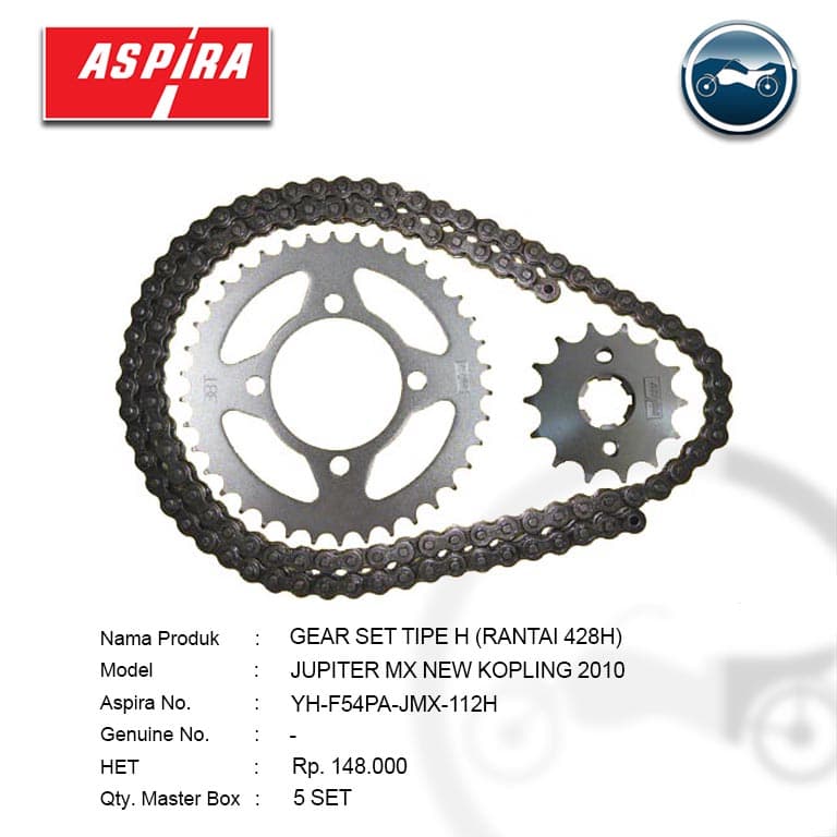 Paket Drive Chain/ Gear Set Aspira untuk motor Yamaha Jupiter MX New Kopling 2010