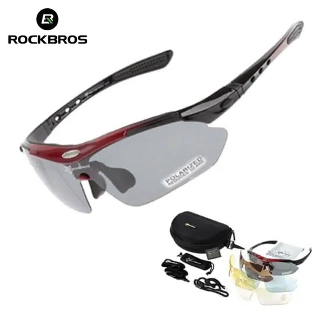 ROCKBROS Kacamata Sepeda Polarized dengan 5 Lensa Myopia Original 0089 - BLACK / HITAM